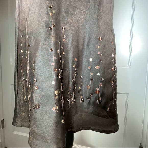 Max Studio Silk Skirt w/Vertical Sequins & Stitch - Picture 3 of 7